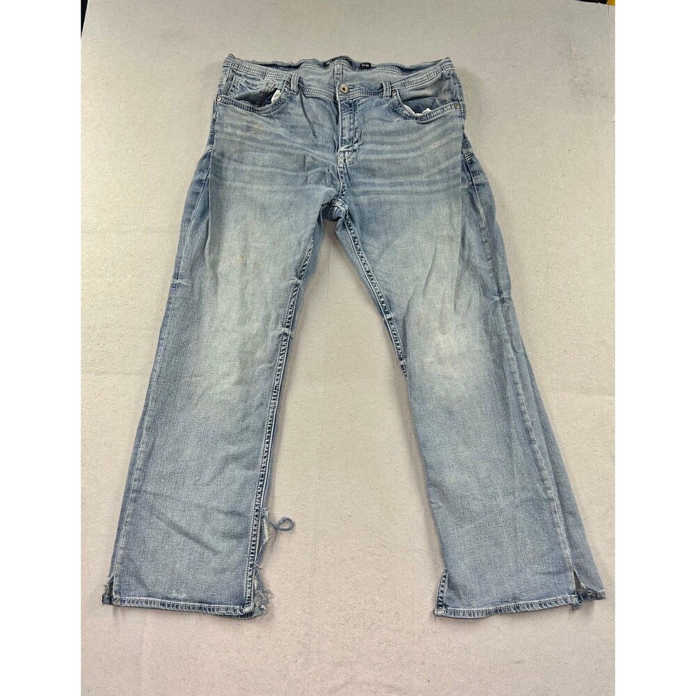 BKE Mens Tyler Bootcut Distressed Light Wash Jeans